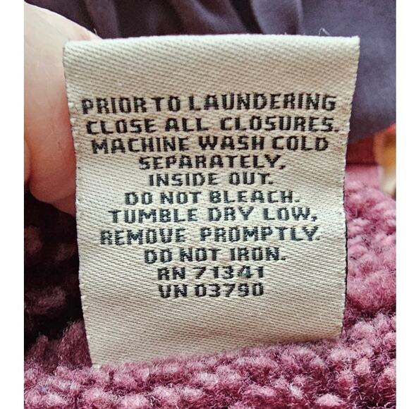 LL Bean Women's Faux Suede Outer Fleece Button Front Winter Jacket Size M Purple - Picture 9 of 10